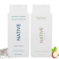 Natural Body Wash Pack - Sandalwood & Shea Butter, Sea Salt & Cedar - Sulfate & Paraben-Free - 18oz Each