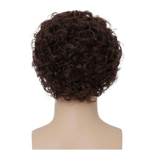 Men's Brown Curly Afro Wig - Short Cosplay Costume Hair, Heat-Resistant Synthetic