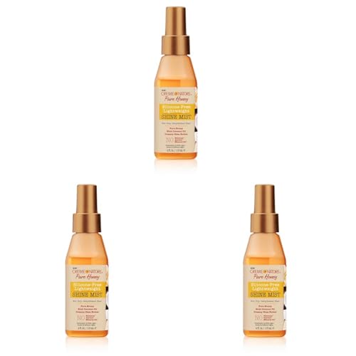 Creme of Nature Pure Honey Silicone-Free Lightweight Shine Mist for Dry, Dehydrated Hair, 4 Fl Oz (Pack of 3)