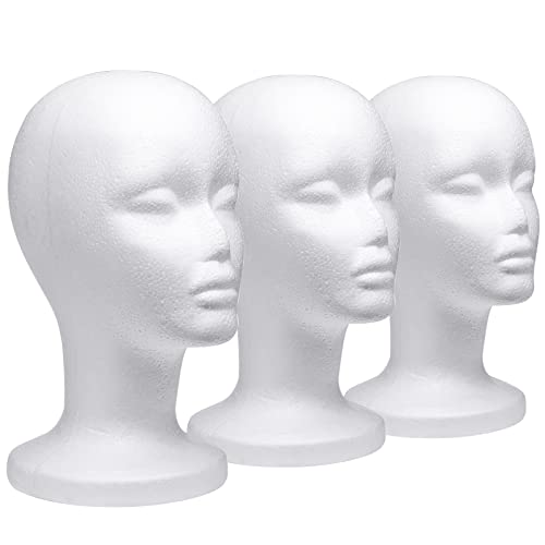12 Inch Foam Wig Head Mannequin Display Stand for Hair, Hats, Glasses