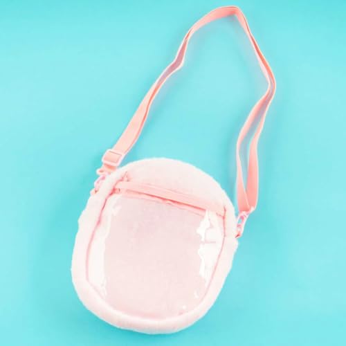 Kirby Fluffy Sling Bag (Smile) ? 8.7-Inch Plush Crossbody Bag with Adjustable Strap