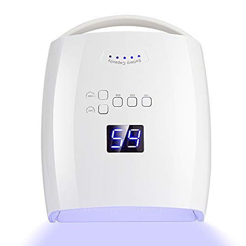 48W Rechargeable UV LED Nail Lamp,Cordless Professional Gel Nail Art Lights Manicure Tools for Home and Salon (White)