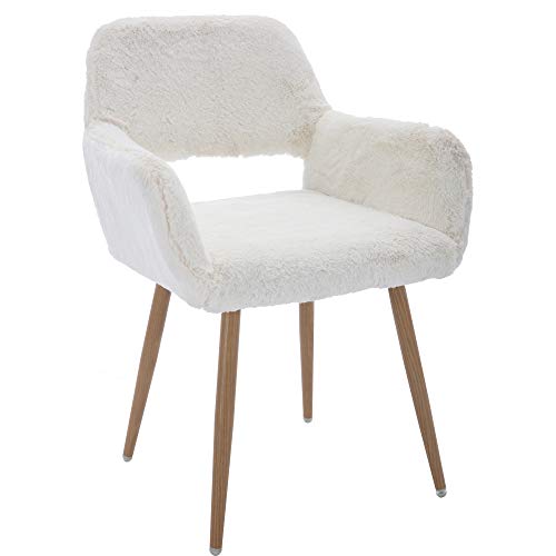 KCC White Desk Chair No Wheels Vanity Makeup Chair for Living Room - 1PC