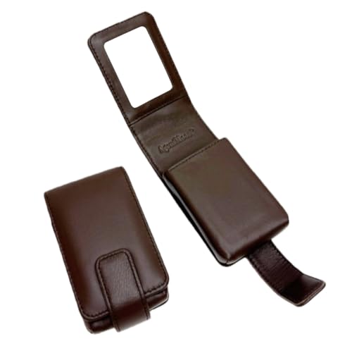 AgentMoon Leather Lipstick Pouch with Mirror & Hidden Magnetic Clasp - 09 Dark Coffee