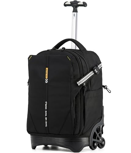 NEW TILAMI 18-Inch Expandable Rolling Backpack with Stair-Climbing Feature - Black