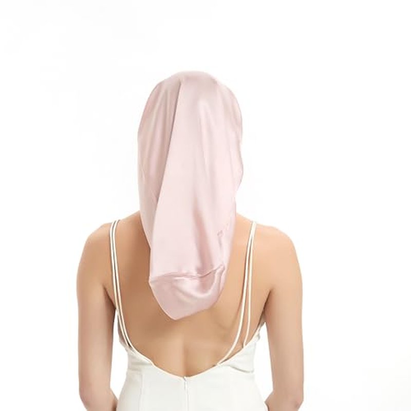 100% Real Mulberry 19 Momme Silk Bonnet -Tie Band Bonnet for Curly Hair - Silk Hair Wrap for Women Night Cap-Sleeping Cap