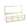 Feyarl Gold Glass Tea Bags Box Sea Shell Display Organizer Cosmetics Countertop Canister Box Jar Storage Glass Jewelry Trinket Ring Earring Box Container for Girl Women Gift