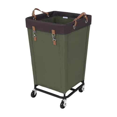 Green 160L Laundry Basket with Wheels and Soft Handle - StorageWorks
