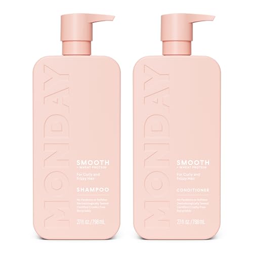 MONDAY Haircare Smooth Shampoo & Conditioner Set 27oz Pack of 2 for Frizz Control - Pink