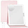 FUNTOUCH 2500mAh Rechargeable Travel Makeup Mirror with Lights - Pink N