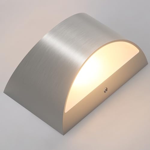 Nickel Modern LED Wall Sconce Set of 2 - Up & Down Indoor Wall Lights for Living Room & Bedroom