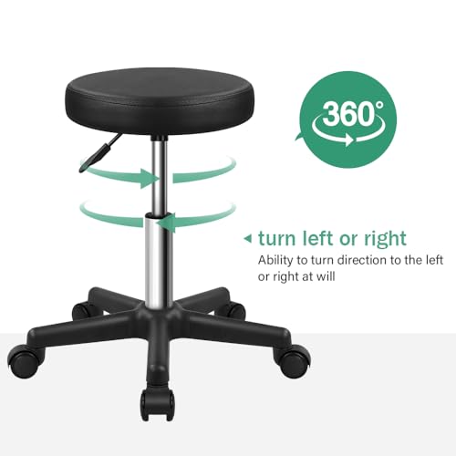 FURWOO Adjustable Rolling Stool for Spa Salon Massage Black