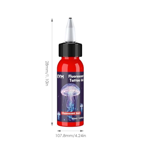 Fluorescent Tattoo Ink Set - 7 Vibrant Neon Colors, 30mL Bottles