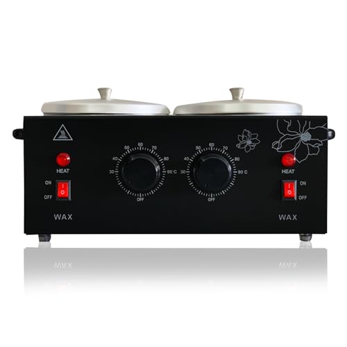 Double Pots Wax Warmer for Hair Removal, Adjustable Temperature Electric Heater