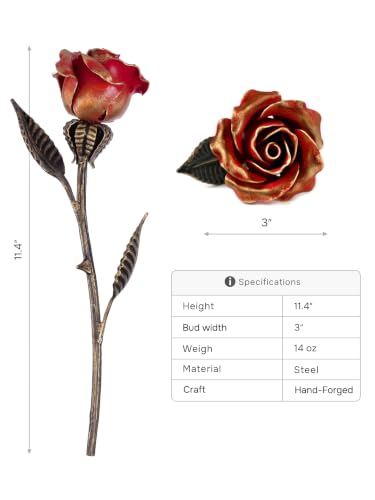Red Hand Forged Wrought Iron Rose Gift for 6th Wedding Anniversary - Romantic Metal Decoration - Variation of THIS listing