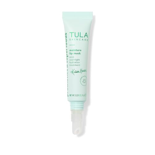 TULA Skin Care Krista Horton Moisture Lip Mask - Peptides, Hyaluronic Acid, Vitamin E & Mint Oil deeply Nourish & Hydrate lips, 0.28 oz.