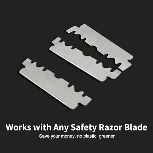 Dual-Blade Safety Razor with Pivoting Head, Reusable Metal Razors for Men, with 10 Double Edge Blades, Smooth Close Clean Shave, Matte Black