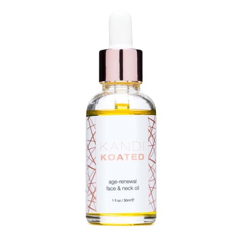Kandi Koated Age-Renewal Face & Neck Oil Burruss ? Botanical Oil with Jojoba, Vitamin C, Green Tea & Coffee Extract ? Hydrating, Firming, Vegan Skincare, 1 fl oz