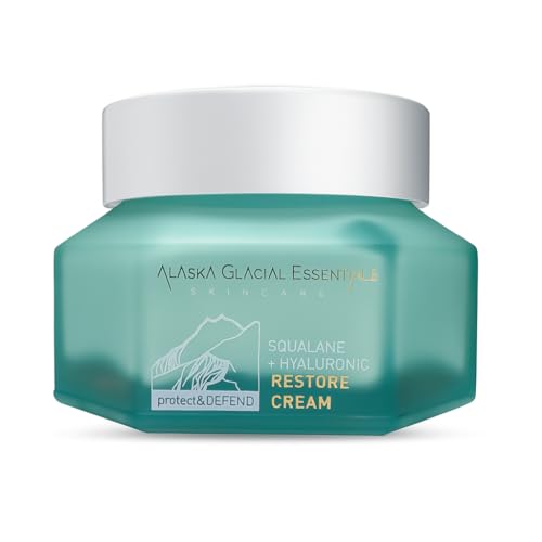 Alaska Glacial Squalane + Hyaluronic Restore Cream for Sensitive & Combo Skin | Deeply Hydrates, Firms, Softens Fine Lines | Lightweight Moisturizer ? 50g