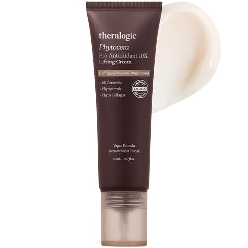 Phytocera Pro Antioxidant 10X Lifting Cream - Ceramide Skin Elasticity & Nutrition Moisturizer with Collagen, Hyaluronic Acid - Vegan and Dermatologically Tested, 1.69 oz.