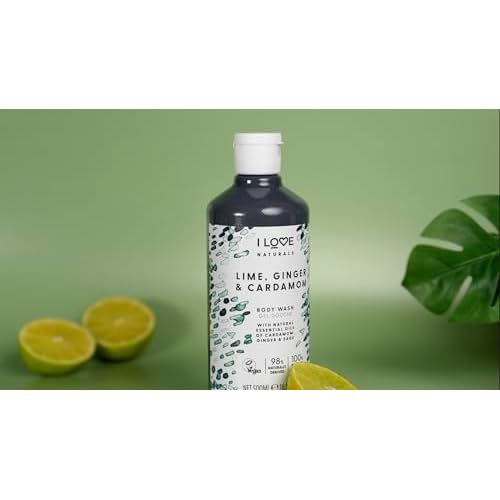 I LOVE Naturals Lime, Ginger & Cardamon Hand Wash, Natural Oils Of Cardamon, Ginger & Sage, Refreshing & Cleansing Formula, 100% Recycled Bottle & Vegan-Friendly 3 x 16.91 fl oz