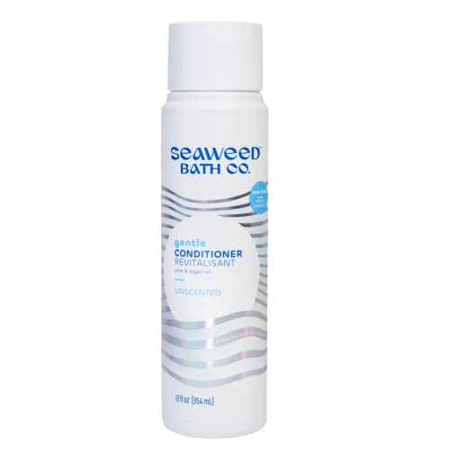 Seaweed Bath Co. Gentle Conditioner, Unscented, 12 Ounce, Sustainably Harvested Seaweed, Aloe, Argan Oil, for Sensitive Scalps