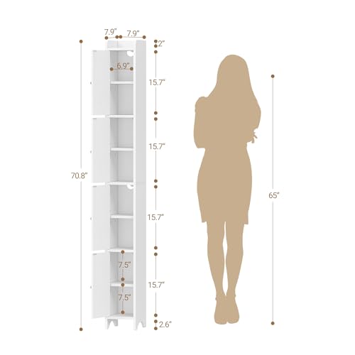 Hzuaneri 70.9" H Bathroom Storage Cabinet, Tall Corner Cabinet with 4 Doors