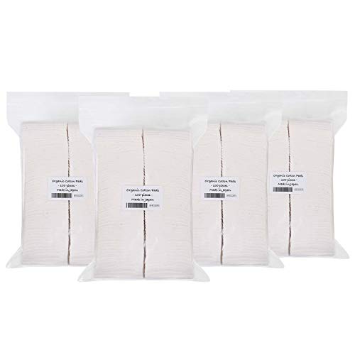 Japanese Organic Cotton Pads 100 Pieces 100% Organic Unbleached [Made in Japan] (4 Packs)