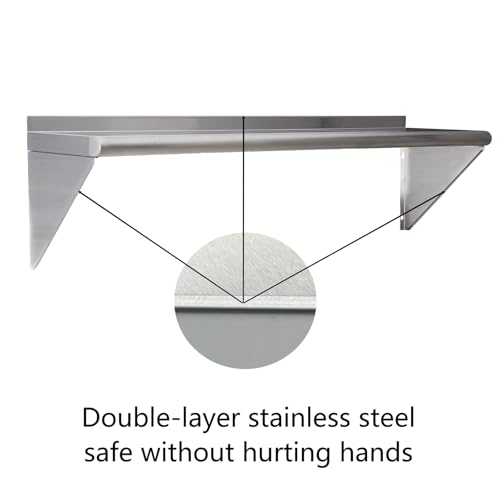 SWOTCATER 2 Pack Stainless Steel Wall Shelves 12x36 Inches - Heavy Duty Kitchen Storage, Rust-Resistant, Easy Assembly