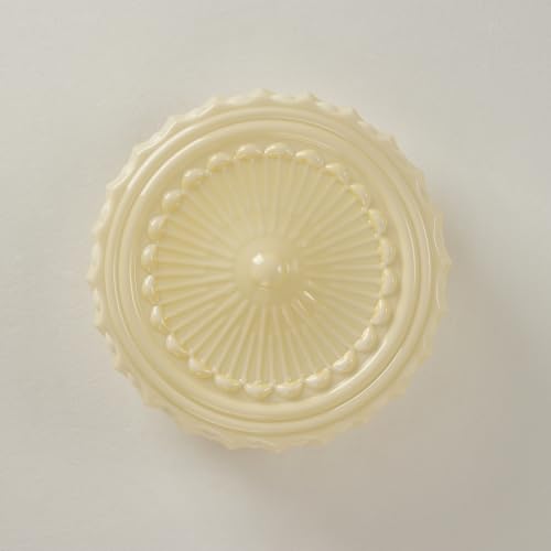Vintage Milk Glass Flush Mount Ceiling Light Cream Yellow Shade with Brass Base