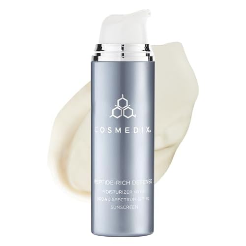 COSMEDIX Peptide-Rich Defense Face Moisturizer - Hydrating Face Lotion with Broad Spectrum SPF 50 Sunscreen for Dark Spots, Fine Lines & Wrinkles - Facial Skin Care for Softer & Smoother Skin