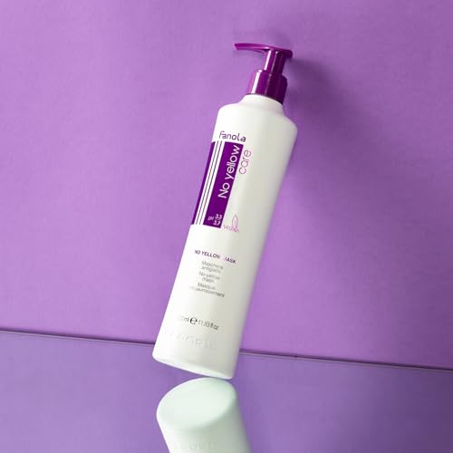 Fanola No Yellow Purple Hair Mask - Acidic pH Deep Conditioning Hair Mask for Blonde, Bleached & Grey Shades - Intense Violet Pigment Neutralizes Brassy Tones (11.8 Fl oz)