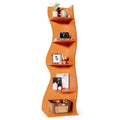 LITTLE TREE Small Corner Shelf - 5-Tier Wall Wavy Bookshelf in Orange, Space-Saving Modern Design