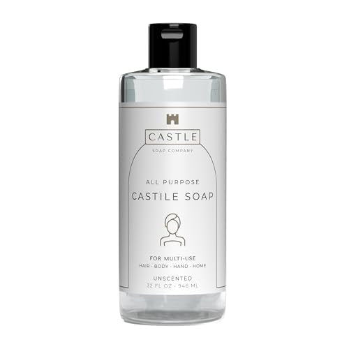 Unscented 32 oz All-Purpose Castile Soap - Gentle Multi-Use Cleaner with Coconut Oil - Sensitive Skin Friendly