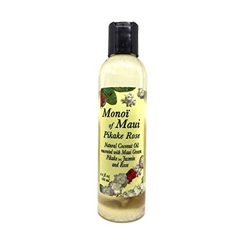 Natural Coconut Oil with Pikake and Rose for Skin Hair & Massage - 6.4 fl oz