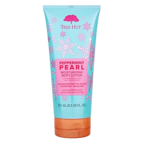Tree Hut Peppermint Pearl Body Lotion, Limited Edition Holiday, Ceramide and Squalene Formula Helps Protect Skin, Long-lasting Hydration Leaves Skin Feeling Soft & Moisturized, 8.5 fl oz.