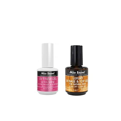 Mia Secret UV Finish Gel Ultra Shine 0.5 oz (FG-01) Luxury UV Base & Top Gel 0.5 oz (FGN-02)