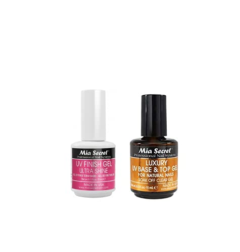 UV Finish Gel & Base & Top Coat Set for Nails - 0.5 oz Each