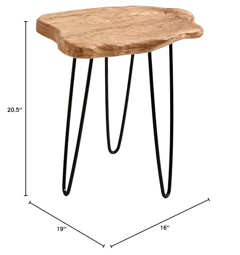 Live Edge Cedar End Table with Hairpin Legs - Handcrafted Organic Design