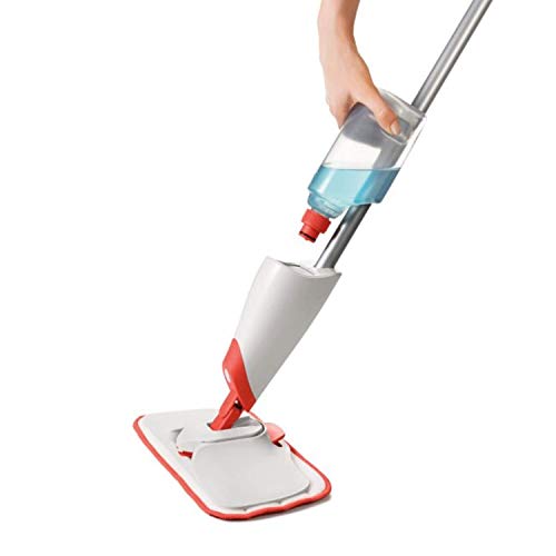 OXO Microfiber Spray Mop with Detachable Scrubber - Pack of 1, Red/White