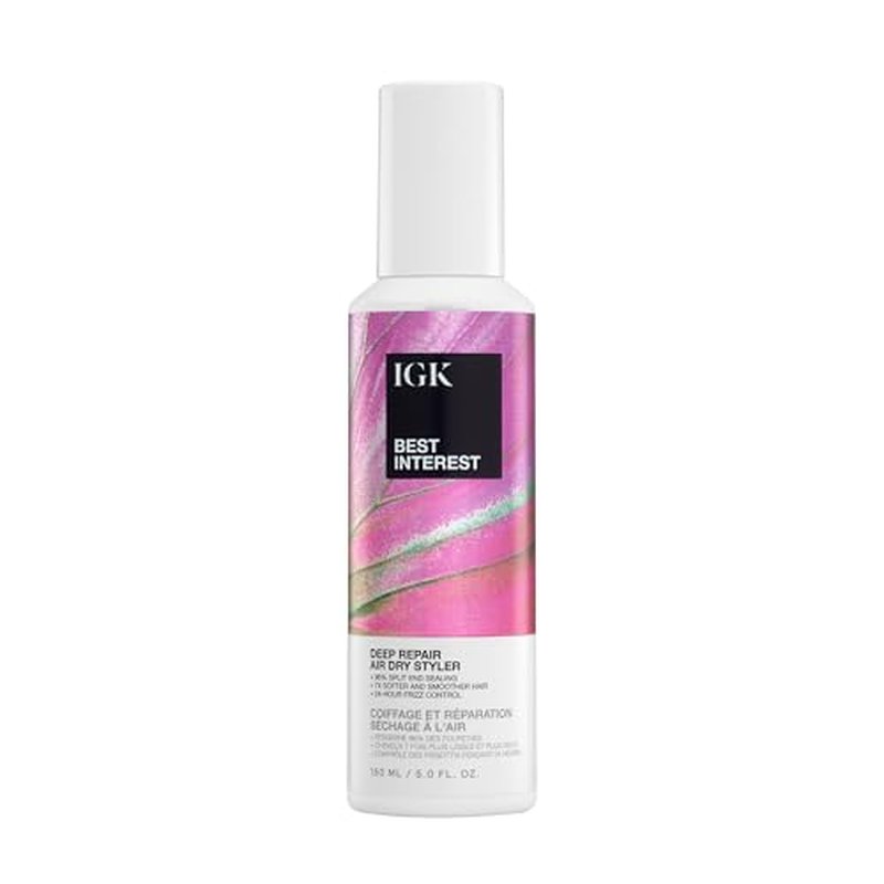 IGK Best Interest Bond Building Air Dry Styling Cream ? Leave-In Treatment for Split Ends, Breakage, Frizz Control, and Shine ? Vegan & Cruelty-Free