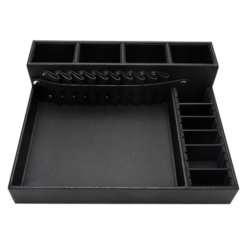 Large Barber Storage Box with Detachable Organizer & Shear Holder - PU Leather Salon Tool Case