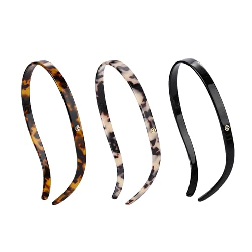 Hairband for Eyewear Women 3PCS Tortoise Amber Black Acetate Fashion Non-Slip
