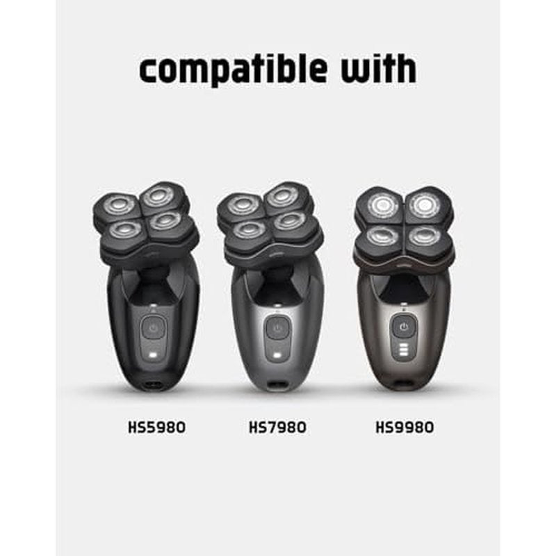 HS740 Replacement Heads Compatible with Philips Norelco Head Shaver Pro 5000 7000 9000 Series, Skull Shaver for Men and Women HS5980 HS7980 HS9980, 2 Cleaning Brush