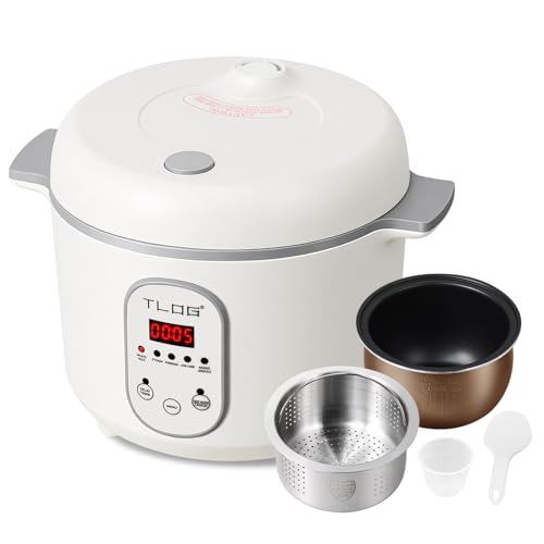 Grey TLOG Low Carb Rice Cooker 4-Cup Uncooked 2L with 5 Presets & 24H Timer
