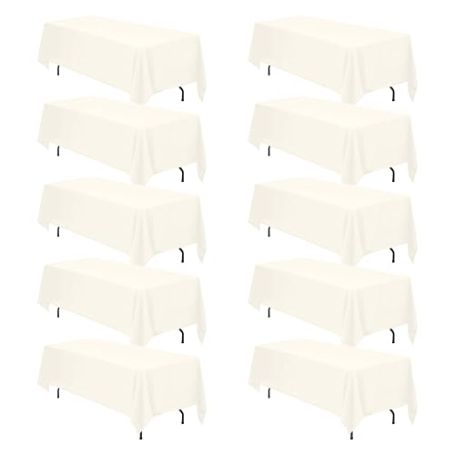 BRILLMAX Ivory Tablecloth 70x120 Inch 10 Pack for 6-8ft Rectangle Tables