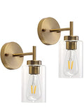 Brass Wall Sconces Set of Two - Modern Gold Bathroom Light Fixtures - Brass 2 Pack
