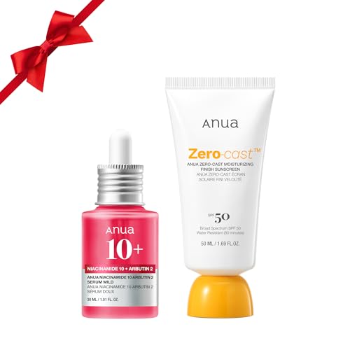 Anua Ultimate Glow Protection Duo, Zero-Cast Moisturizing Finish Sunscreen + Niacinamide 10 + TXA 4 Serum, SPF 50,No White Cast, Facial Serum for face, Korean skincare Set