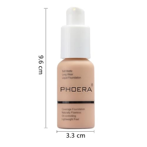 PHOERA Foundation,Soft Matte Full Coverage Liquid Foundation,Makeup Brighten Highlighting,Matte Oil Control Facial Concealer Foundation for Women Girls (104 Buff Beige)