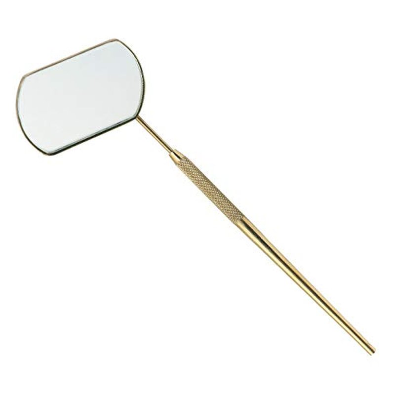 2Pcs EyeLash Extension Mirror, Lash Mirror for Eyelash Extension, Eye Makeup Inspection Mirror, Stainless Steel for Eyelash Extension Supplies and Accessories Golden Titanium Coated